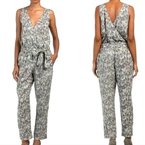 Cloth & Stone Camo Leopard Print Double V Jumpsuit Women's Medium